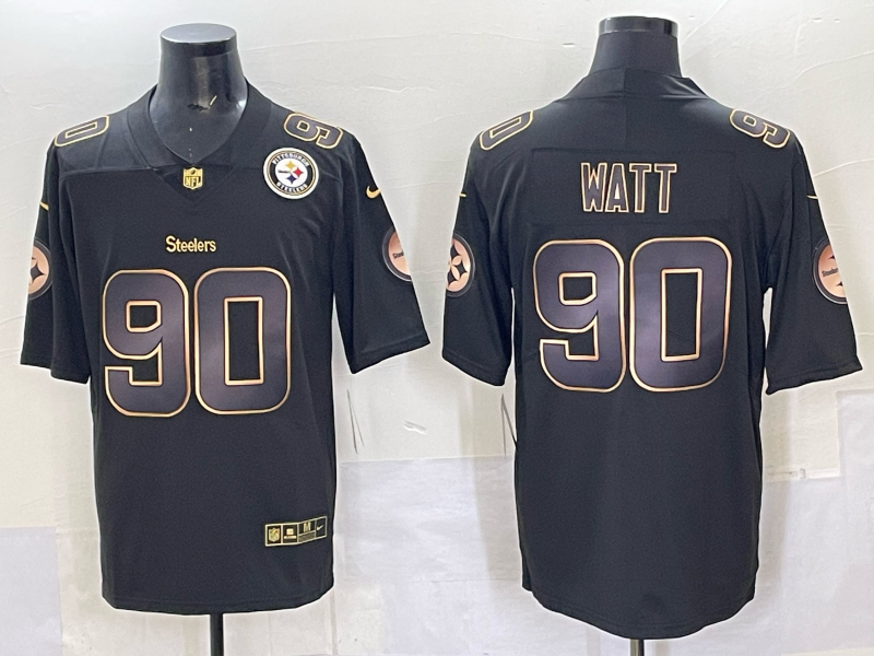 Men Pittsburgh Steelers #90 Watt Black Nike Limited NFL 2025 Jersey style 01->detroit tigers->MLB Jersey